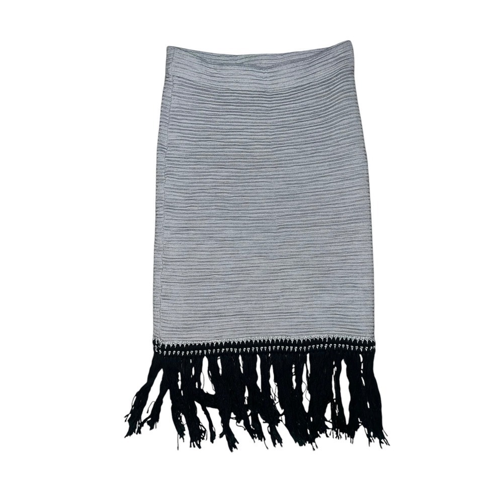 valentina shah pencil skirt wool avant garde office siren fringe black/gray m/l